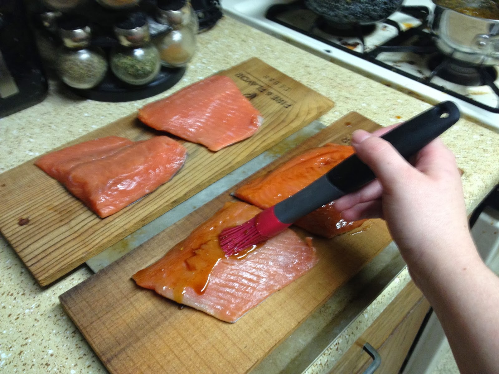 Out of the Oven Cedar Plank Salmon with Maple Glaze