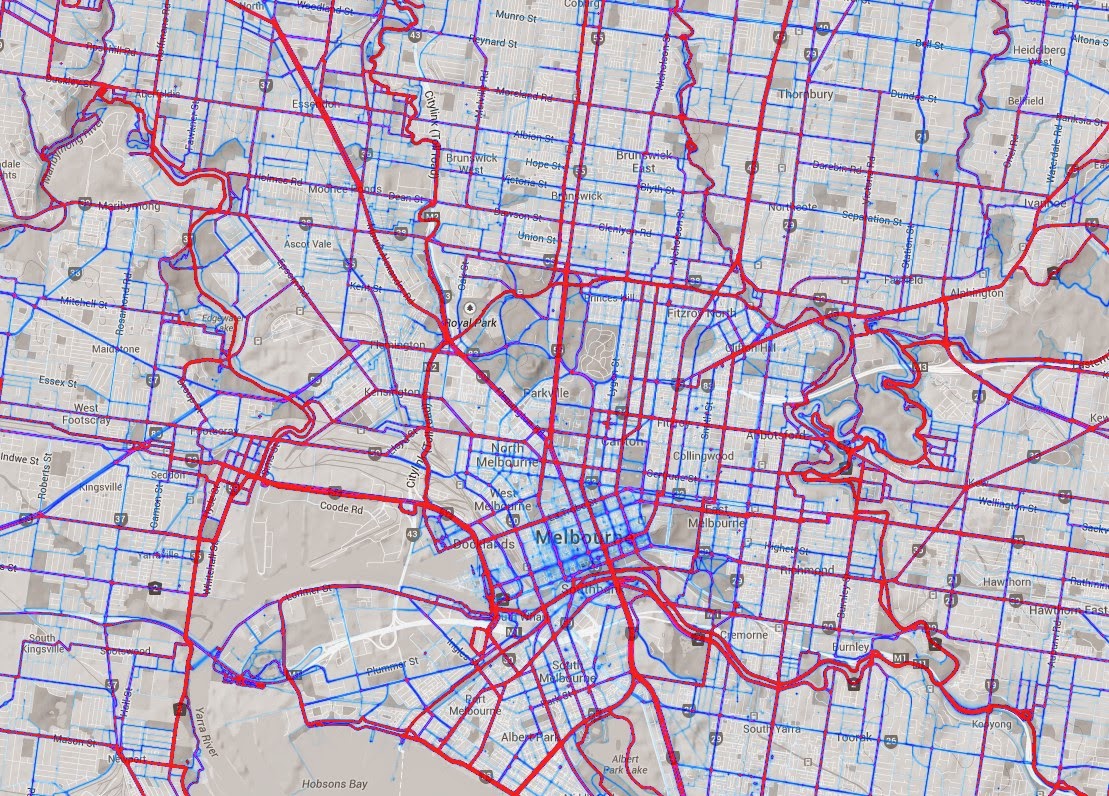 Melbourne Bike Grid Map Better By Bicycle: Melbourne Map Of Key Cycling Transport Routes,  Infrastructure And Destinations