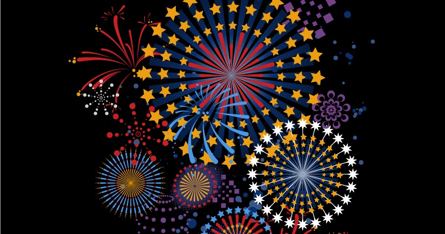 Free Vector がらくた素材庫: 夜空に輝く花火のクリップアート celebration festivals fireworks