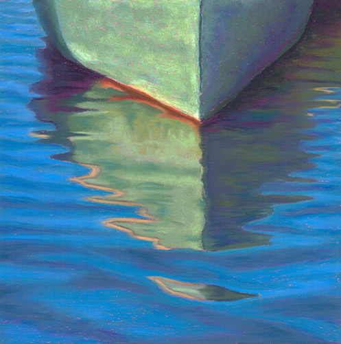 Pastel Painting Toward Stillness Boat Reflection Painting