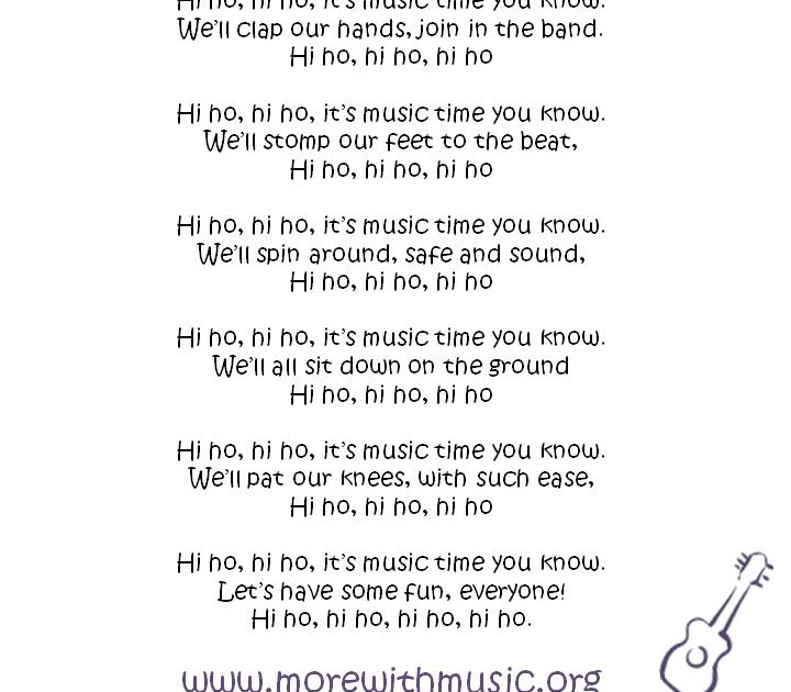 More with Music Hi Ho Song Sheet