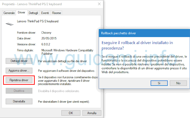 Ripristinare driver Windows