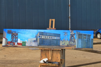 plein air painting of  icebreaker U.S. Coastguard Cutter "Polar Star"  at Garden Island by artist Jane Bennett