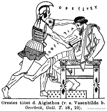Orestes killilng Aegisthus