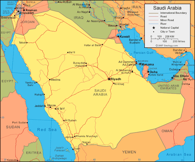 SAUDI ARABIA - GEOGRAPHICAL MAPS OF SAUDI ARABIA