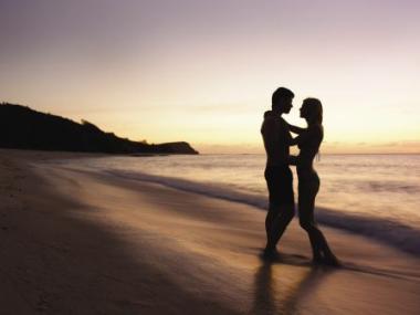 sunset couple beach