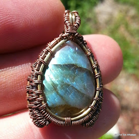 Wire Wrapped Copper and Brass Labradorite Pendant Shooting Stars - ©2014 Tim Whetsel - TDWJewelry