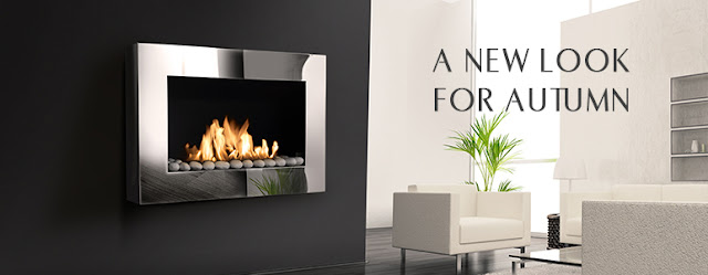 Contemporary wall-mounted and free-standing bioethanol fireplaces.