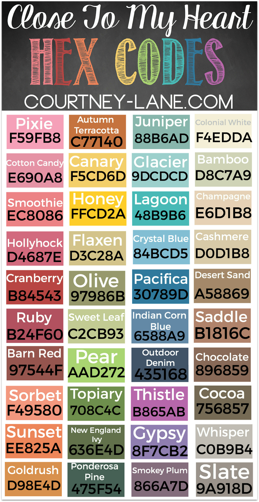 Close To My Heart HEX codes