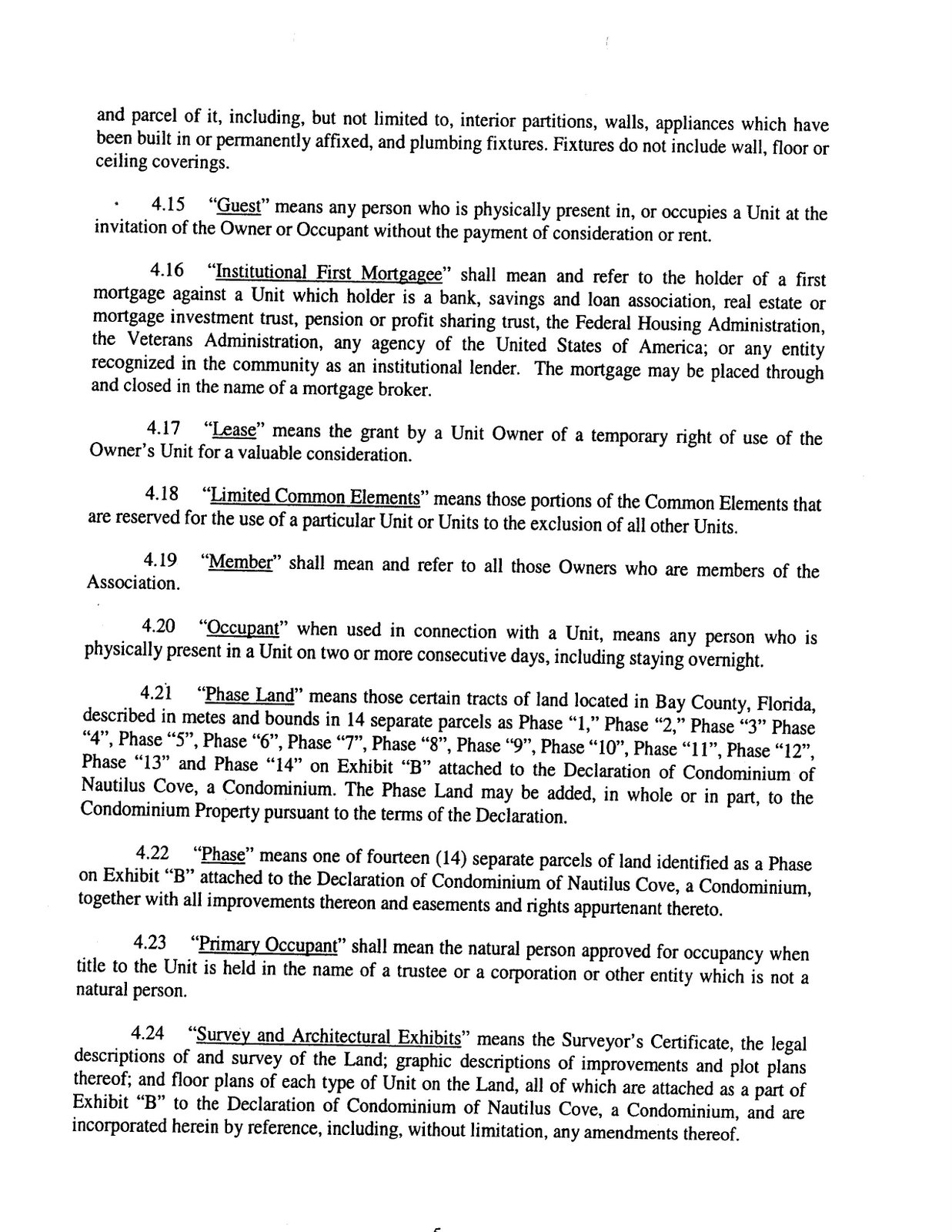 Nautilus Cove Declaration of Condo