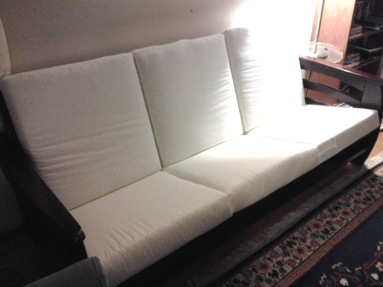 Cc S Two Cents We Made An Organic Couch The Company Was Able To Re Cut Giant Foam Block Into Six Smaller Blocks Which We Wred In Organic Cotton Batting And Covered Muslin Use As