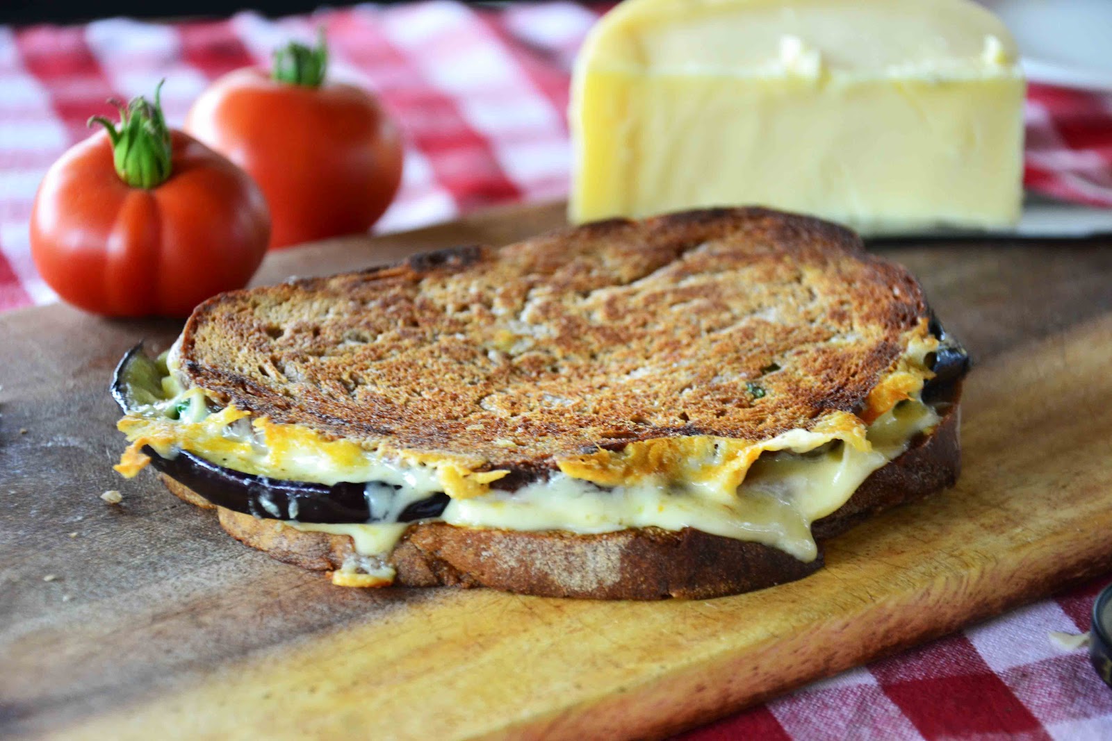 The eccentric Cook EggplantBasil Grilled Cheese on Rye
