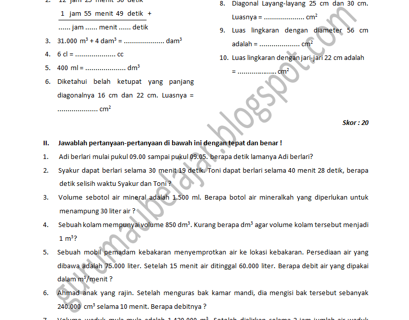 Download Soal Latihan Matematika SD Kelas 6 Semester 1 20112012 Guru Mau Belajar Download Soal Latihan Matematika SD Kelas 6 Semester 1 20112012 Guru Mau Belajar