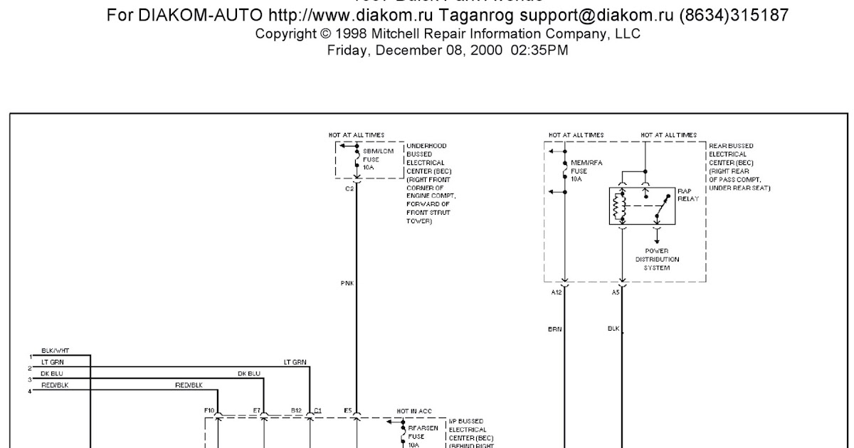 1997 Buick Park Avenue System Wiring Diagrams Body