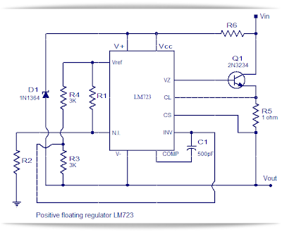 LM723 positive floating regulator.
