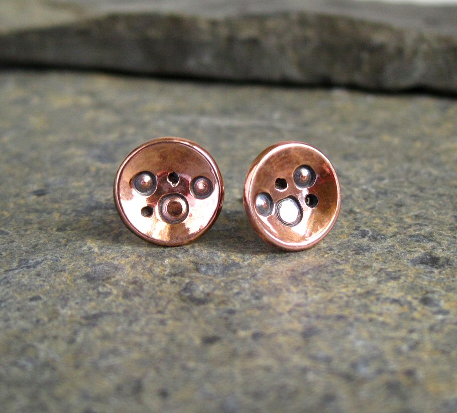 New Stud Earrings Copper & Sterling Silver