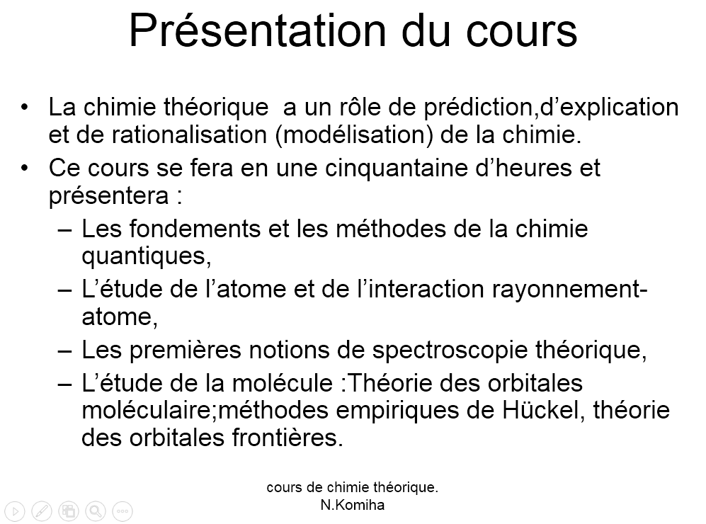 COURS DE CHIMIE THÉORIQUE (parcours chimie organique) format PPS