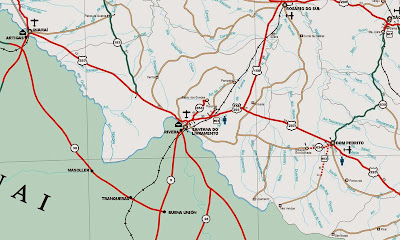 Mapa de acessos a Santana do Livramento e Rivera Mapa de acessos a Santana do Livramento e Rivera