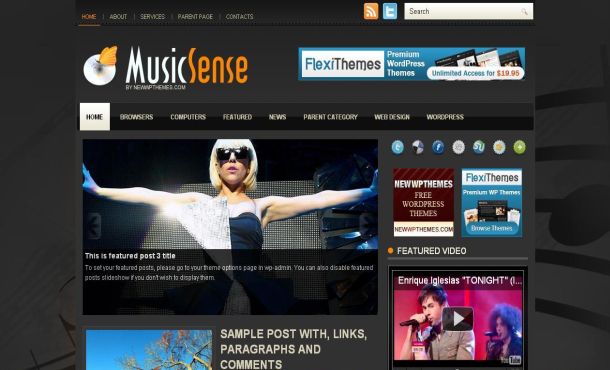 Free Black Jquery Music Wordpress Theme Template Free Web