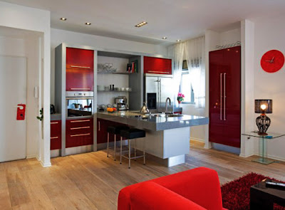 apartment interior decor, modern apartment decor, red apartment, Tel Aviv, white apartment