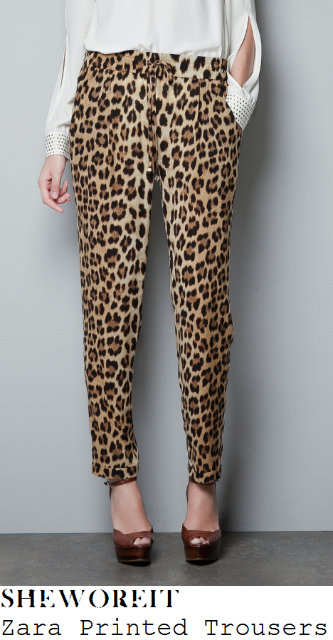 sheworeit: Frankie Sandford's Zara Leopard Print Relaxed Fit Trousers