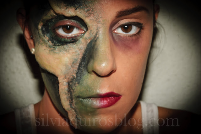 Maquillaje Halloween 6: Calavera media cara, Halloween Make-up 6: Half face skull, efectos especiales, special effects, Silvia Quirós Maquillaje Halloween 6: Calavera media cara, Halloween Make-up 6: Half face skull, efectos especiales, special effects, Silvia Quirós