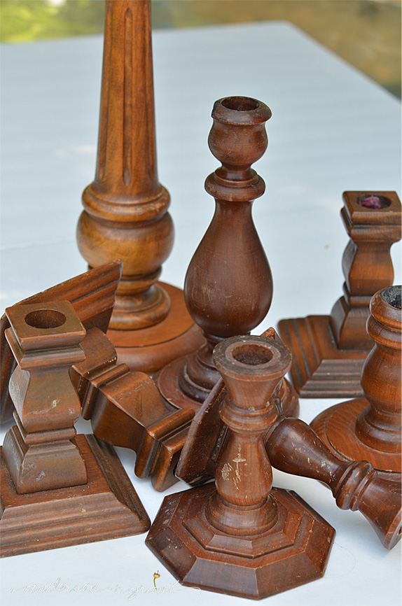 anderson + grant Easy DIY Rustic Wood Candlesticks