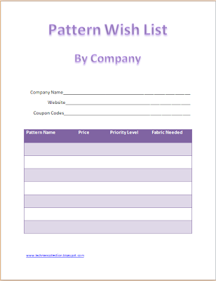 Pattern Wishlist Organize Your Pattern Wishlist by Company to get the most out of sales and multi purchase discounts www.lachmancollection.blogspot.com