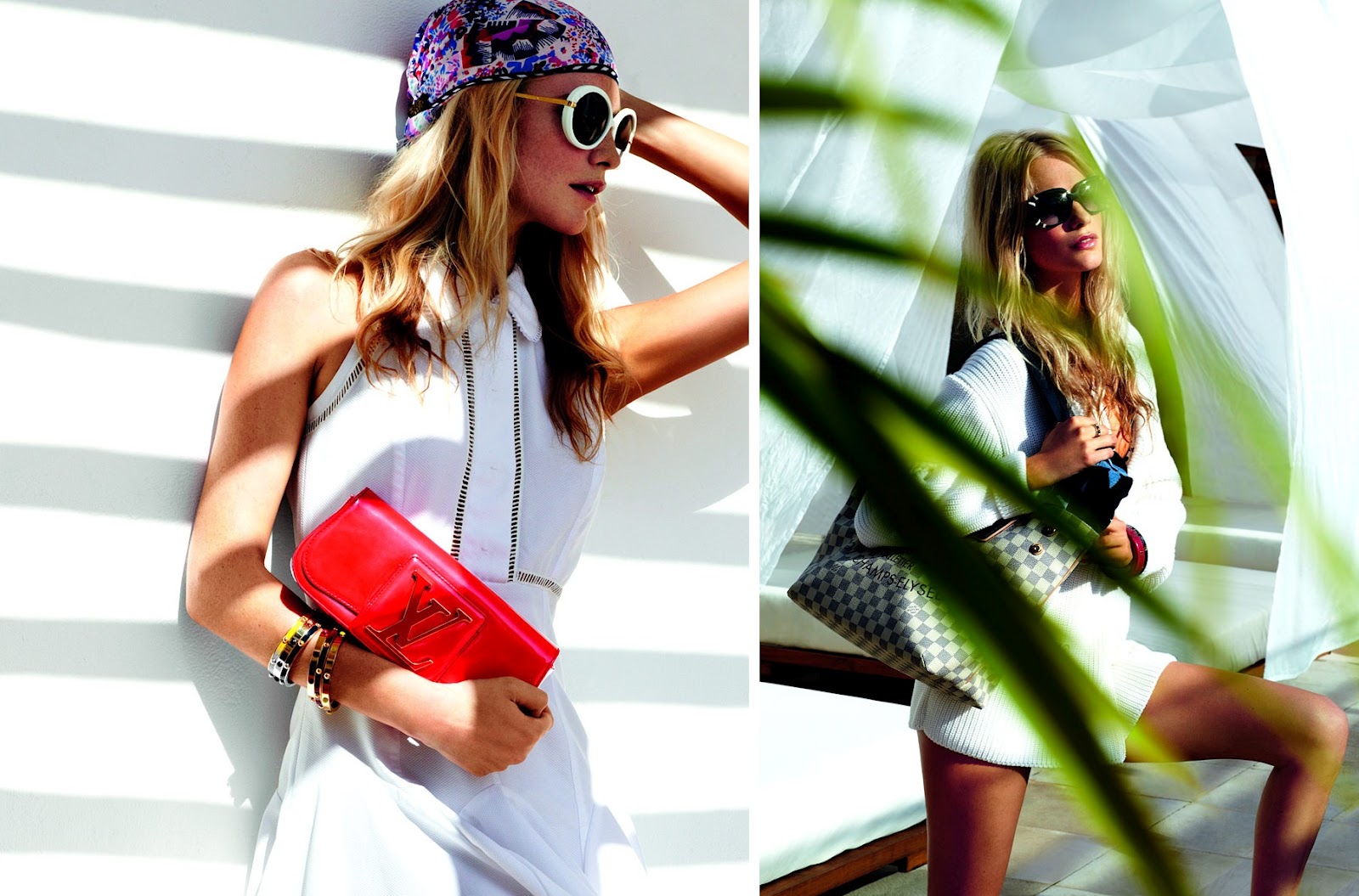 El jardín de papá: Poppy Delevingne toma el sol para Louis Vuitton