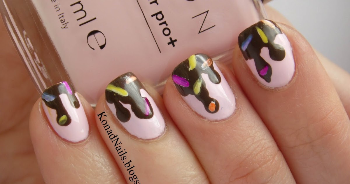 Chocolate Sauce and Sprinkles Nail Art for Short Nails - wide 1