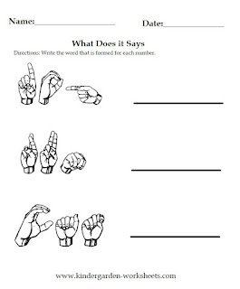 Kindergarten Worksheets: Worksheets - Sign Language