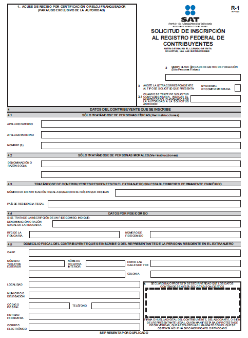 registro federal de contribuyentes ante la secretaría de hacienda y crédito público
