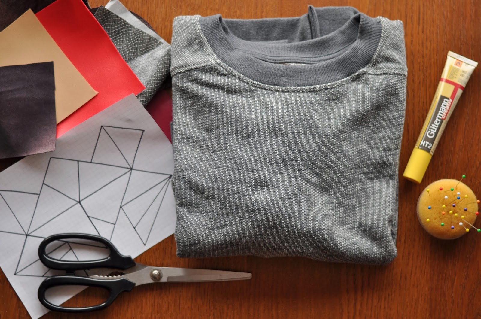 EmerJa DIY Sweater with leather pieces panel