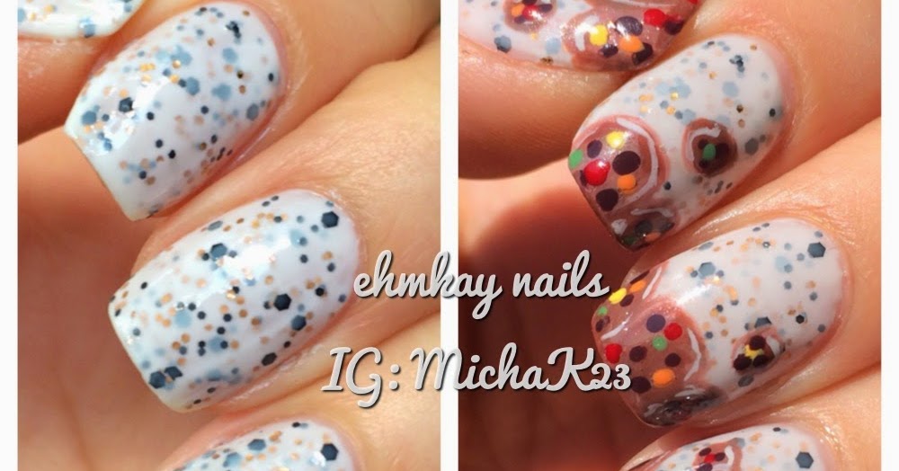 ehmkay nails Model City Polish Cookies & Milk with Cookie Nail Art