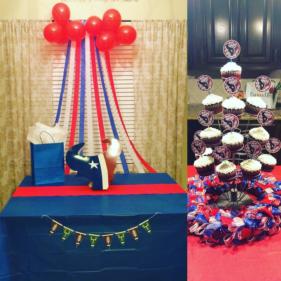 I saw that going differently in my mind... Houston Texans party decor