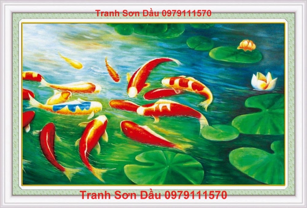 Tranh cá chép MS05 Tranh son dau, tranh sơn dầu, tranh ca, tranh cá, ca