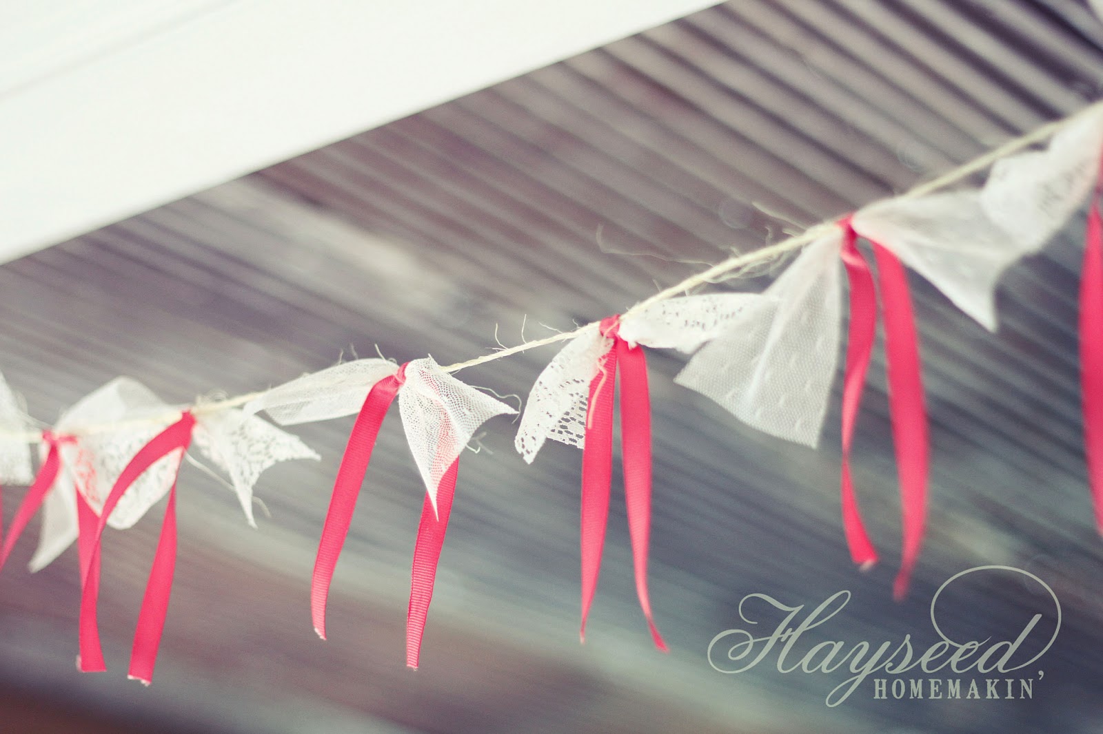 Hayseed Homemakin' Valentine's Day Twine & Lace Garland