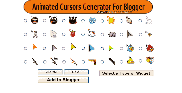 How to change mouse cursor in blogger blog to animated cursors