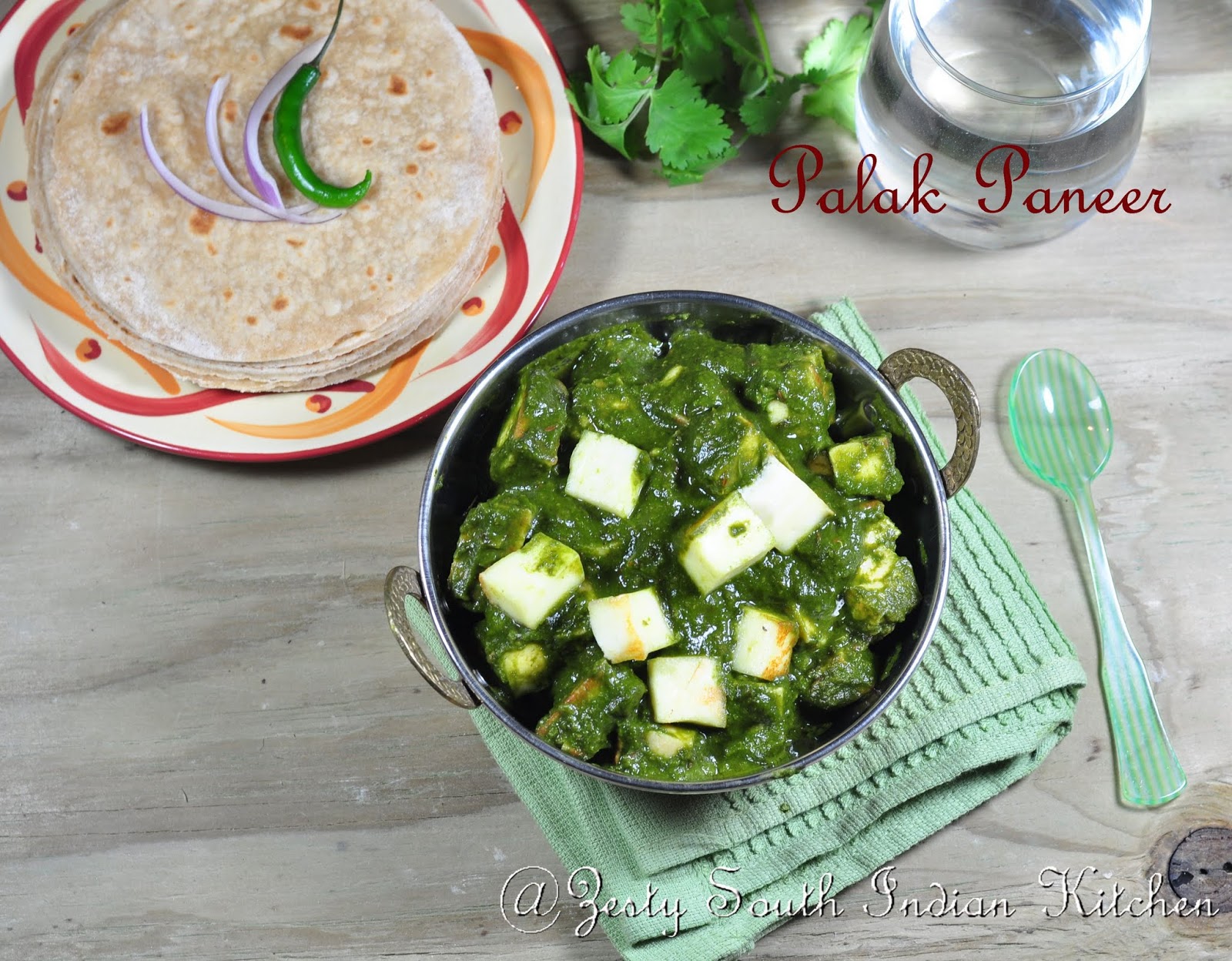 Palak Paneer / Spinach cooked with fresh Indian Cheese ; A Guest post