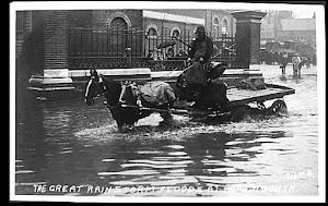 Floods under the railway bridge Commercial Road