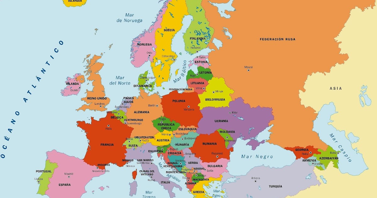 Las aventuras de Edfol: Mapa de Europa con sus respectivas capitales