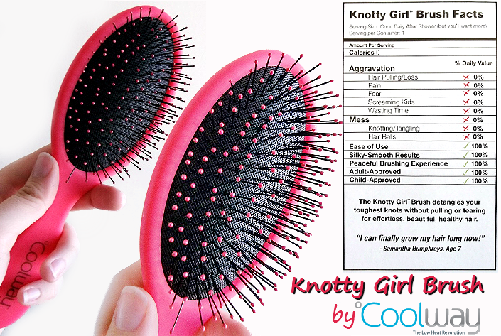 The Knotty Girl brush, by Coolway, has unique bending bristles that contour to your hair's cuticle to help coax tangles without breakage or loss.