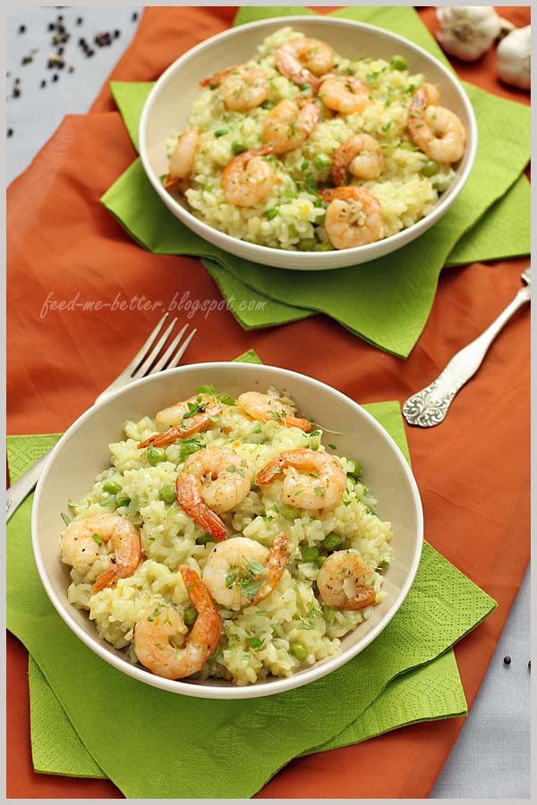 Feed Me Better Risotto z krewetkami i groszkiem.