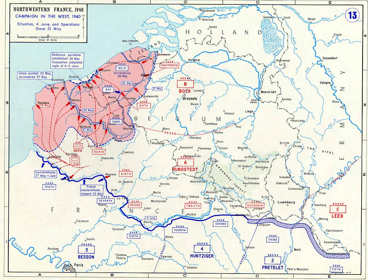 in may 21 230 000 british soldiers and around 180 000 french soldiers were separated from the rest of the allied army in the red zone of the map in may 21 230 000 british soldiers and around 180 000 french soldiers were separated from the rest of the allied army in the red zone of the map