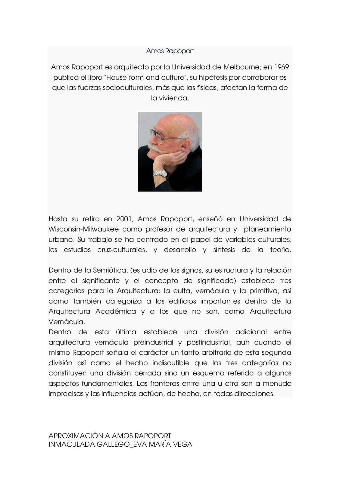 eva_HSH aproximación a Amos Rapoport