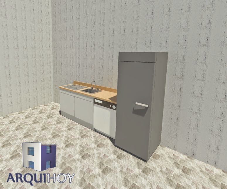 Familias Cocina Equipada L (RFA) ArquiHoyRevit