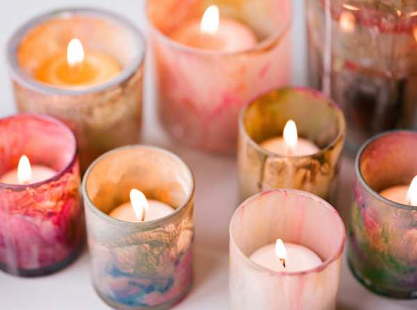 DIY Painted Votive Candle Holders via Once Wed