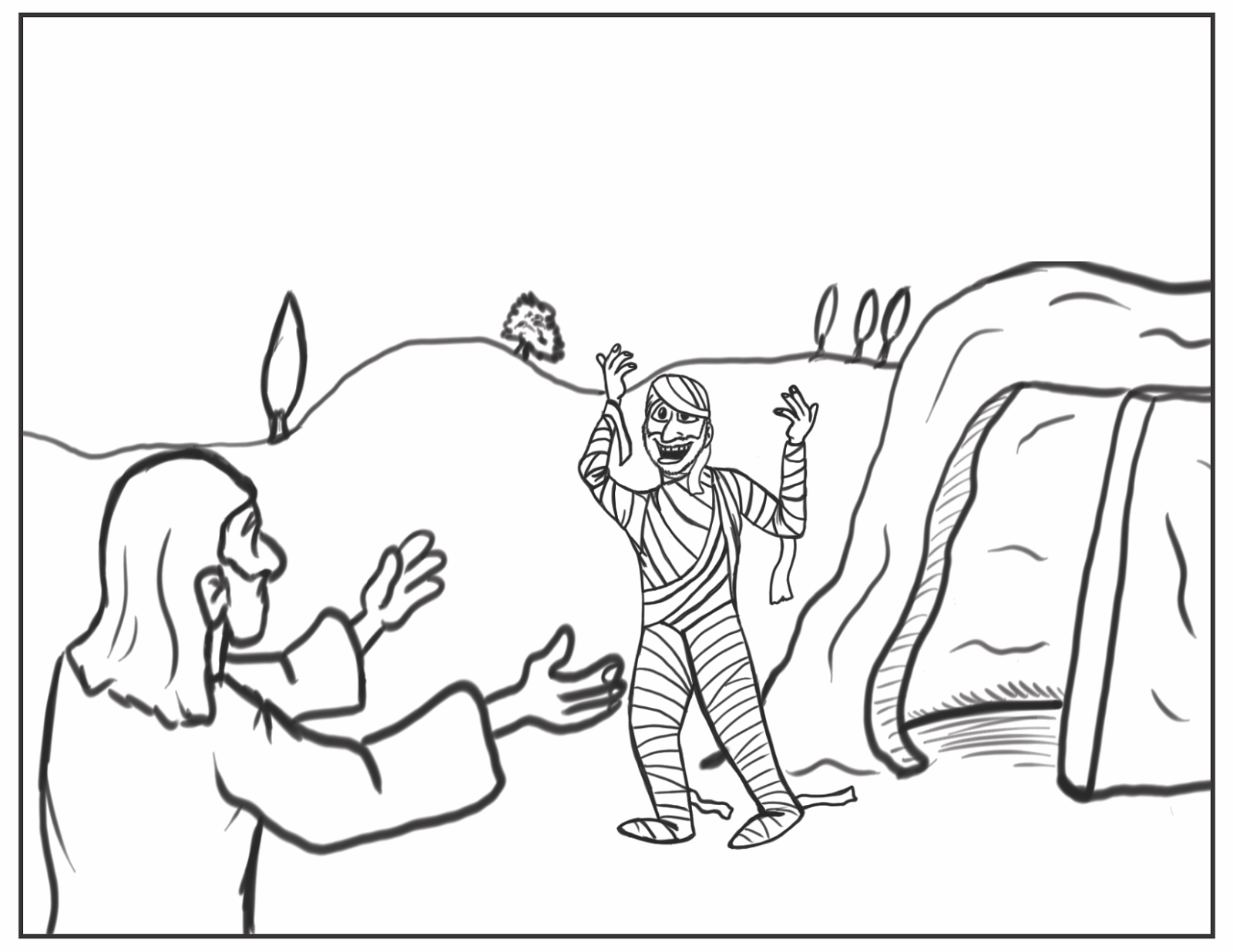 Jesus Lazarus Mary Martha Coloring Page Coloring Pages