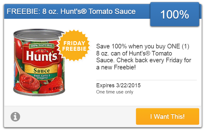Hunts tomato sauce coupons