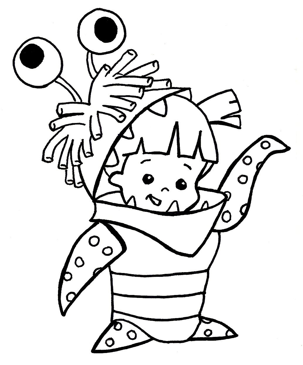 Desenho de Monstros e companhia - Boo pintado e colorido por